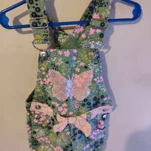 Nannette Green and pink overalls